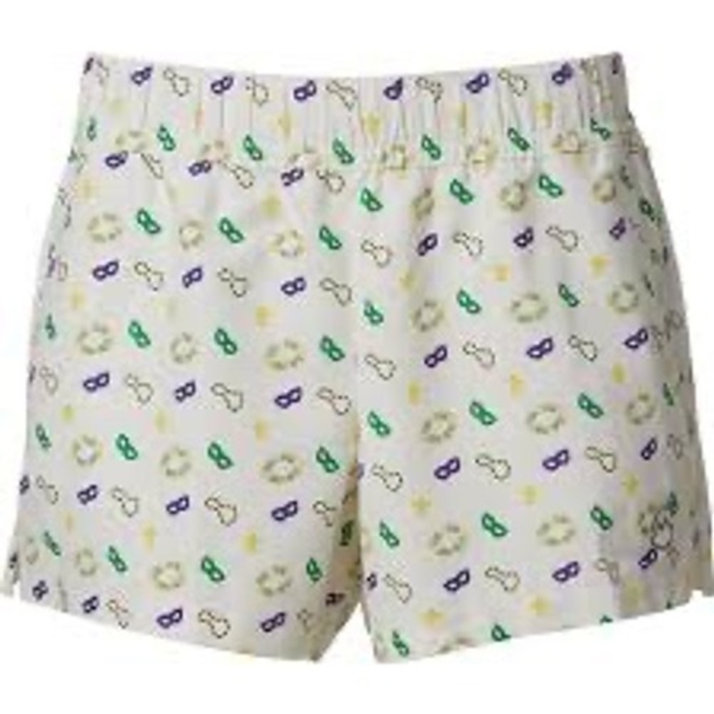 Magellan Mardi‎ Gras Shorts Purple Green Yellow Mask Fleur de Lis UPF 50 XXL